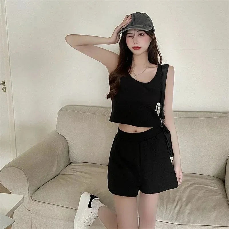 Tank Top Woman Shorts New in Matching Novelty Bottom Outfit Casual Stylish Full Light Features Kit Short Sets for Women 2 Pieces