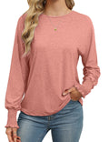 Cnlinkco Fall Outfits for Women 2024 Ladies Long Sleeve Tops and Blouses Work Pullover Clothes Pink