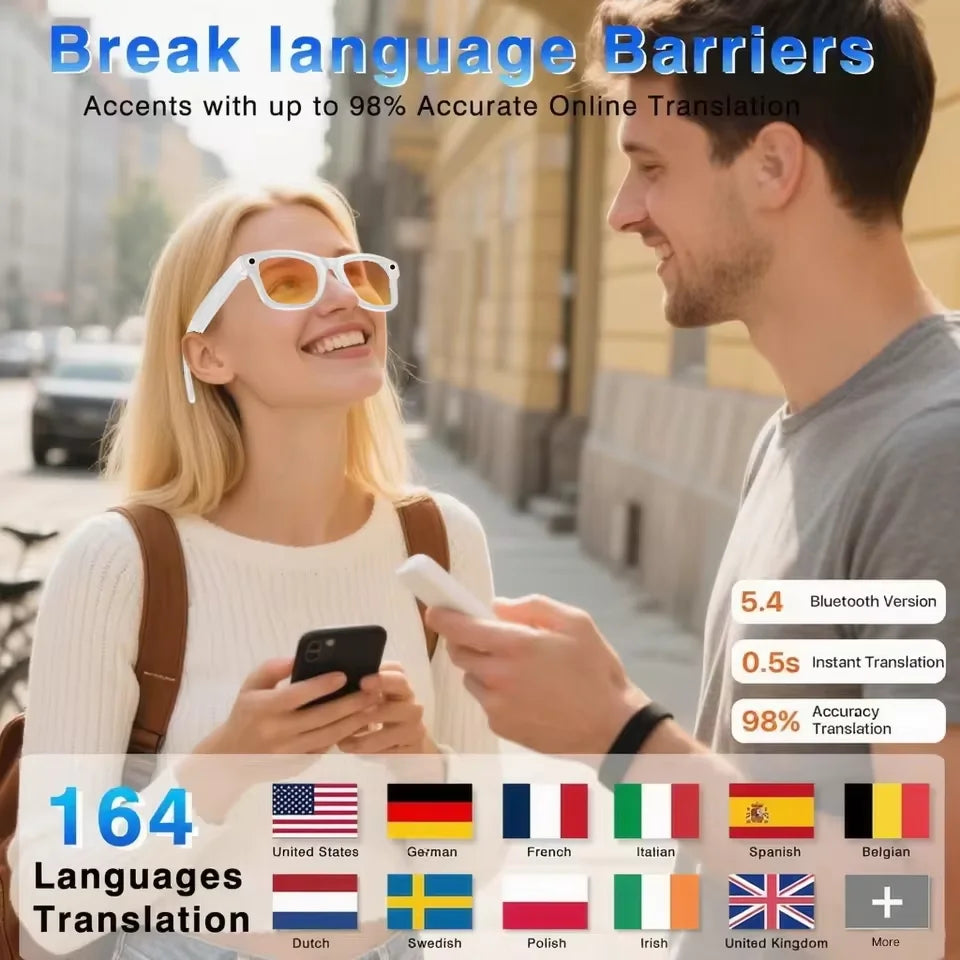 New 8MP Camera Smart Glasses Photography Video AI Intelligent Interactive Translation Call Smart Sunglasses Men Women Eyeglass