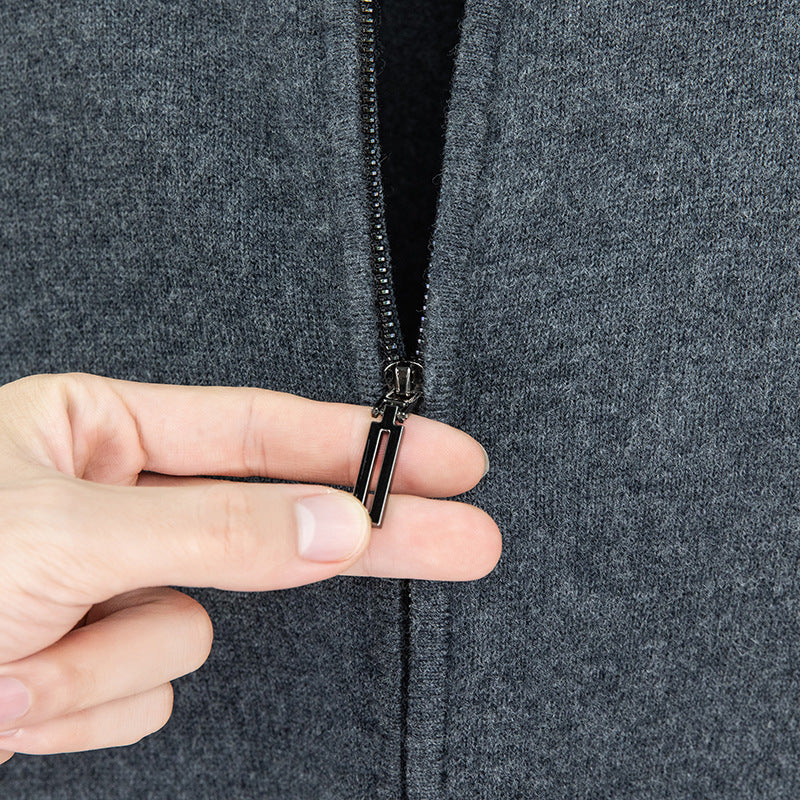 Wool Sweater with Zipper Knit Jacket for Men