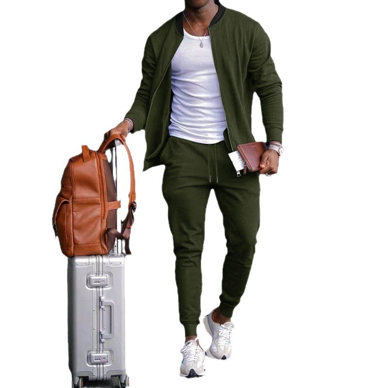 Casual Jacket Suit with Stand Collar