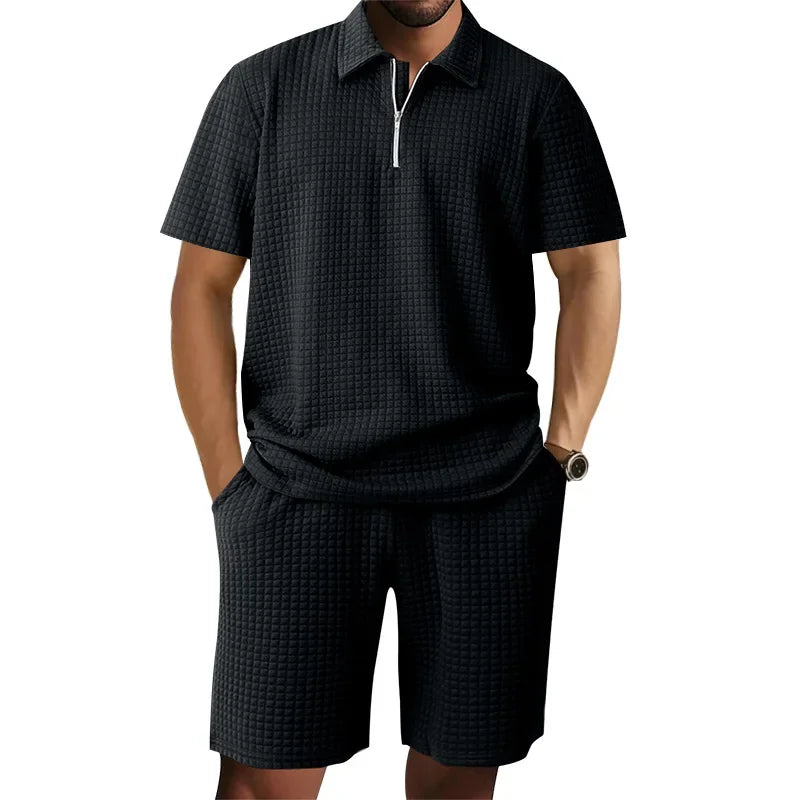 Polo Turn Down Collar Shirt Pullover Set