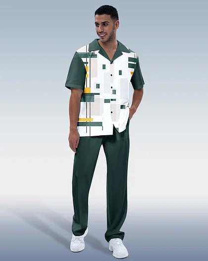 Men's Casual 3D Printed Shirt and Trousers Suit