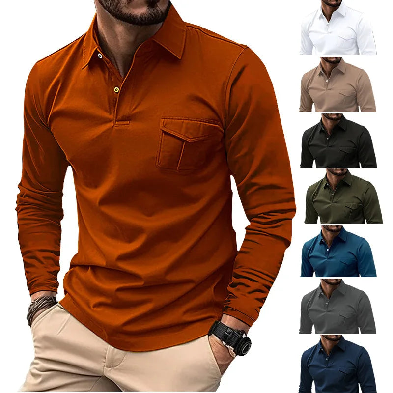 T Shirts Short Sleeve Shirts Polo Collar Men Casual Shirt Turn Down Collar Loose 2025 Pullover Summer Pockets Spliced Sports