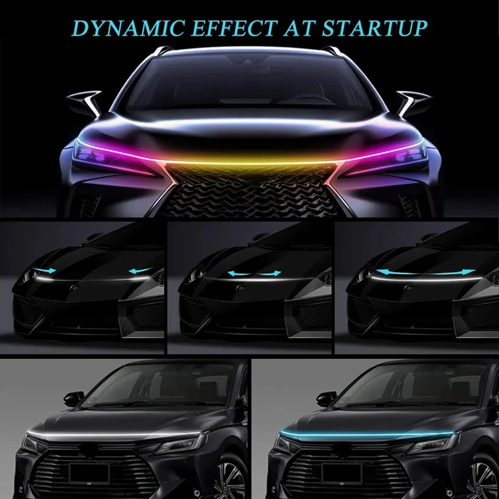 Hood Light Daytime Running Lights Automotive Supplies  APP Control Multi-function Led neon Strip Running Lights For 12V Car