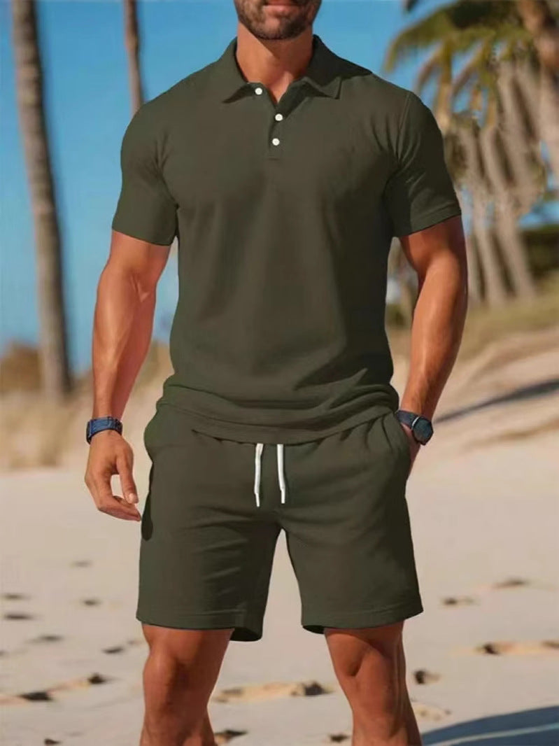 Men's Slim Fit Polo Shirt and Shorts Set