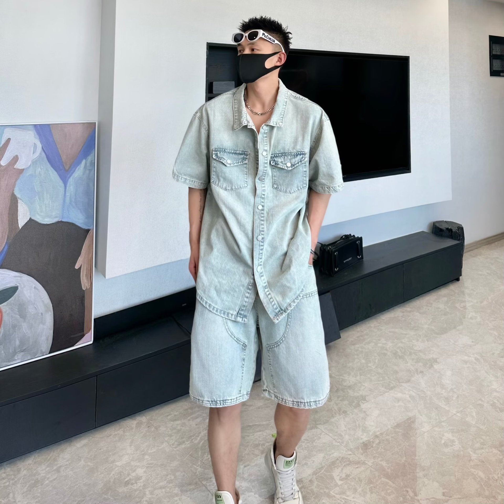 men denim suit