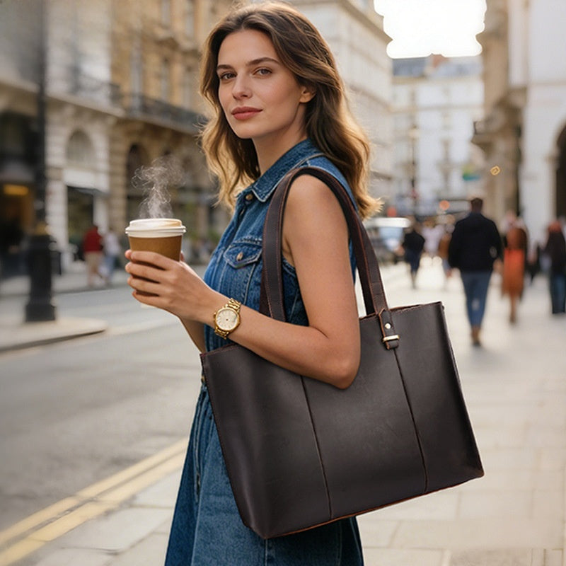 Genuine Leather Retro Tote Bag