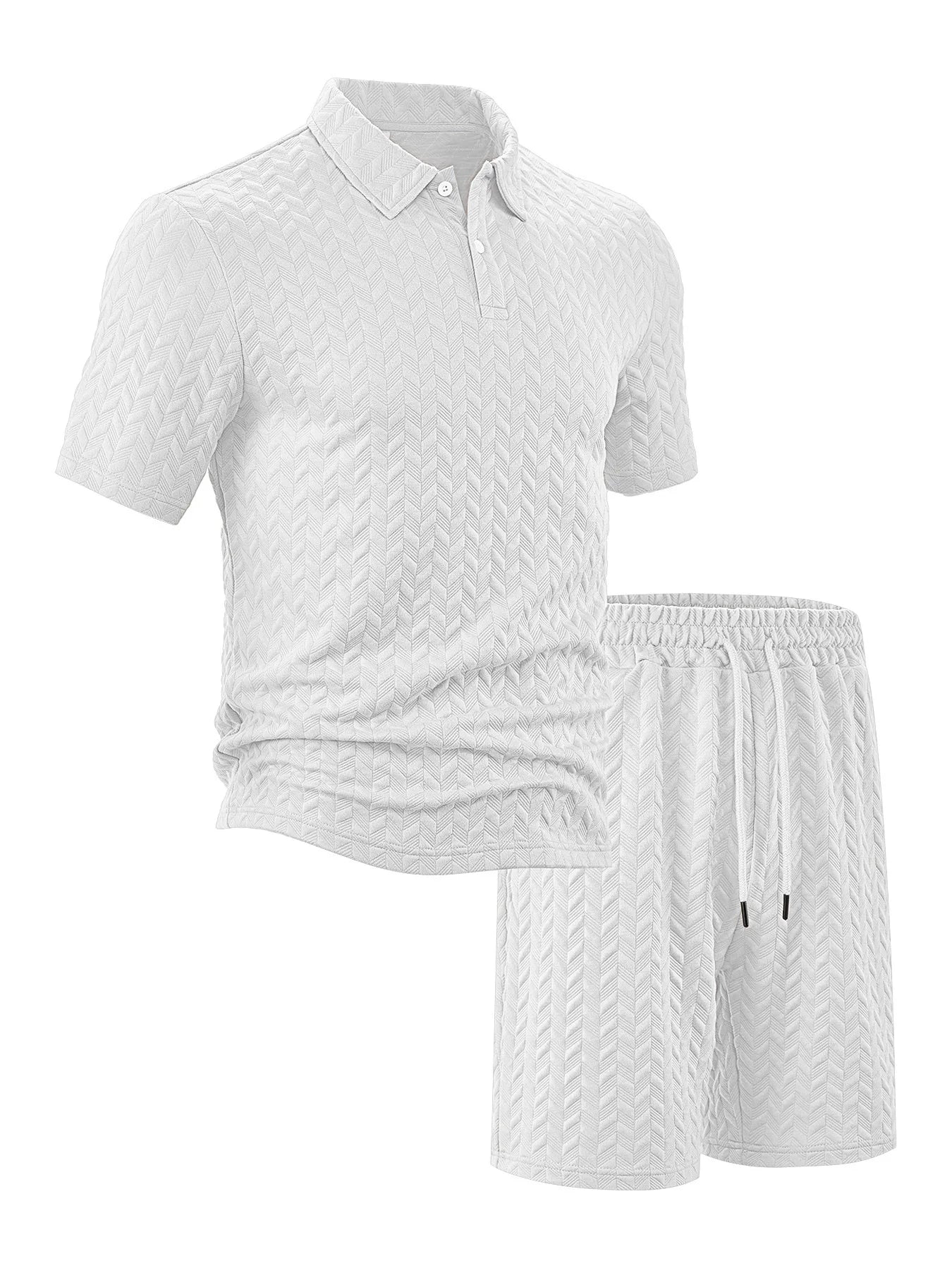 Men's new jacquard fabric summer short-sleeved and shorts set