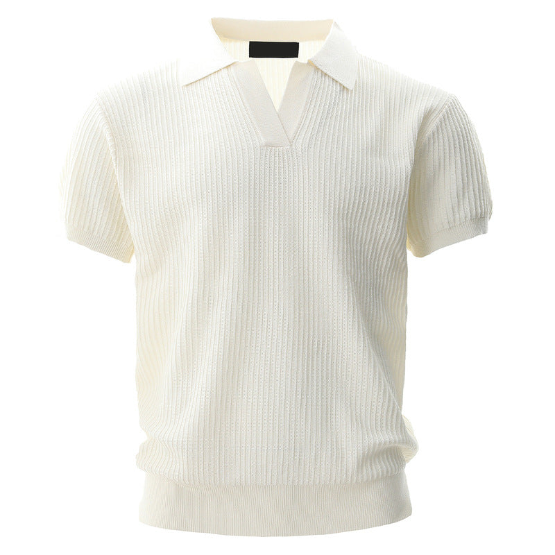 Men's Knitted Short Sleeve Polo Shirt