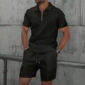 Waffle Fabric Men's Short Sleeve Polo Suit