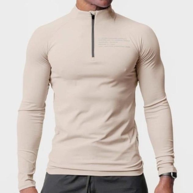Men's Slim-fit Turtleneck Half Zipper Long Sleeve Tee