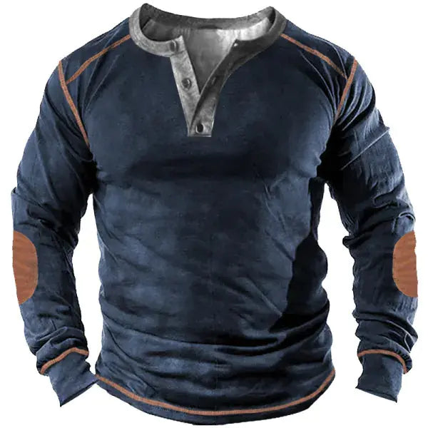 Vintage Print Long Sleeve Polo