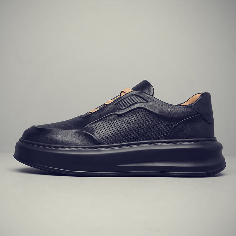 Men's Genuine Leather Low-Top Breathable Sneakers