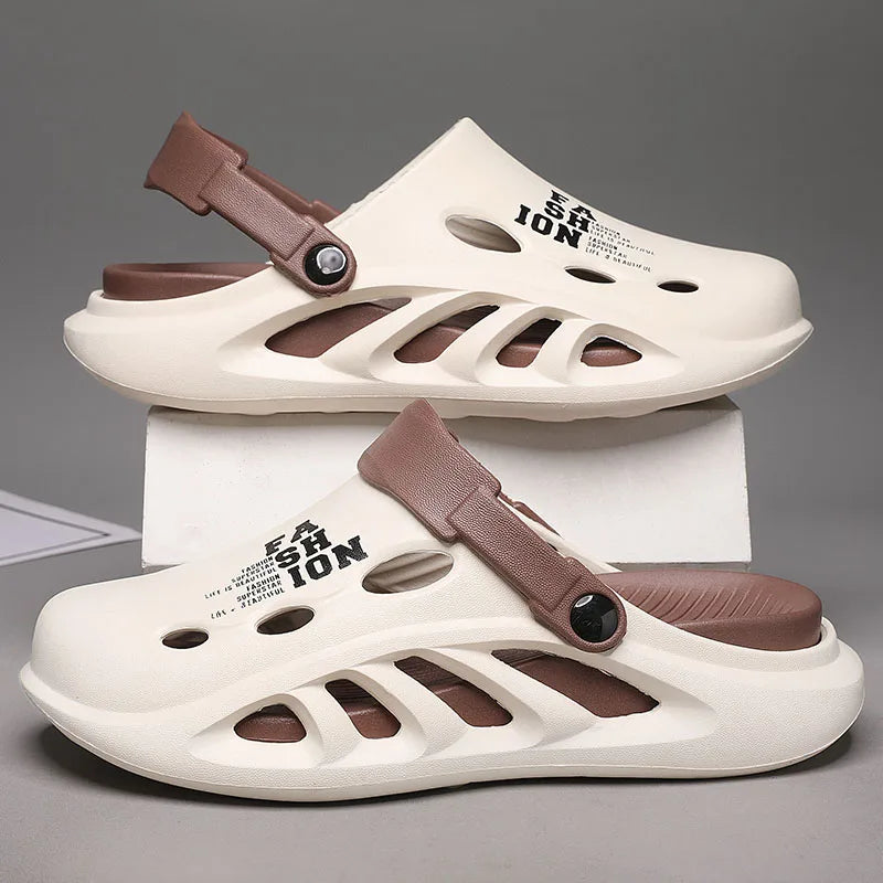 2024 New Men Outdoor Sandals Slippers Beach Comfortable Thick Soft Sole Clogs Men Casual Shoes Garden Shoes Mens Beach Sandals