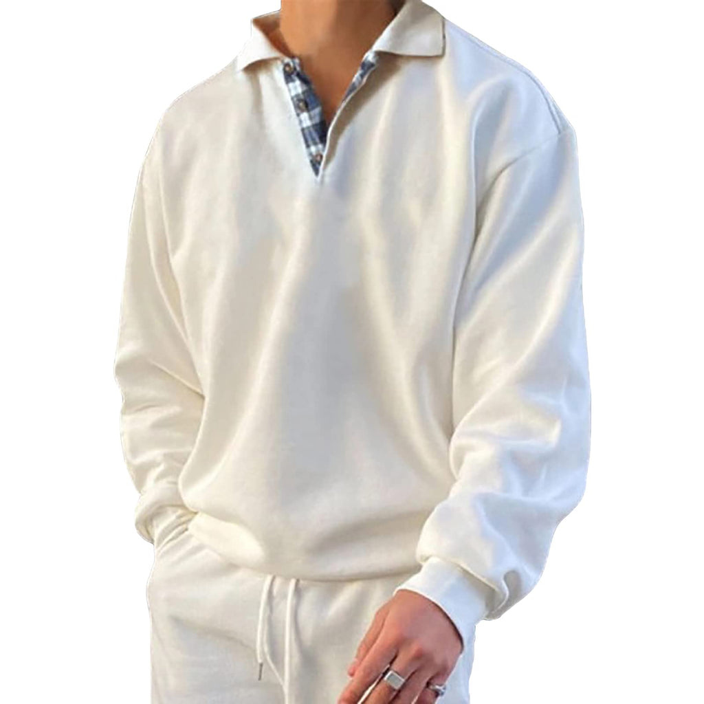 Opomelo Mens Long Sleeve Pullover Polo Shirts