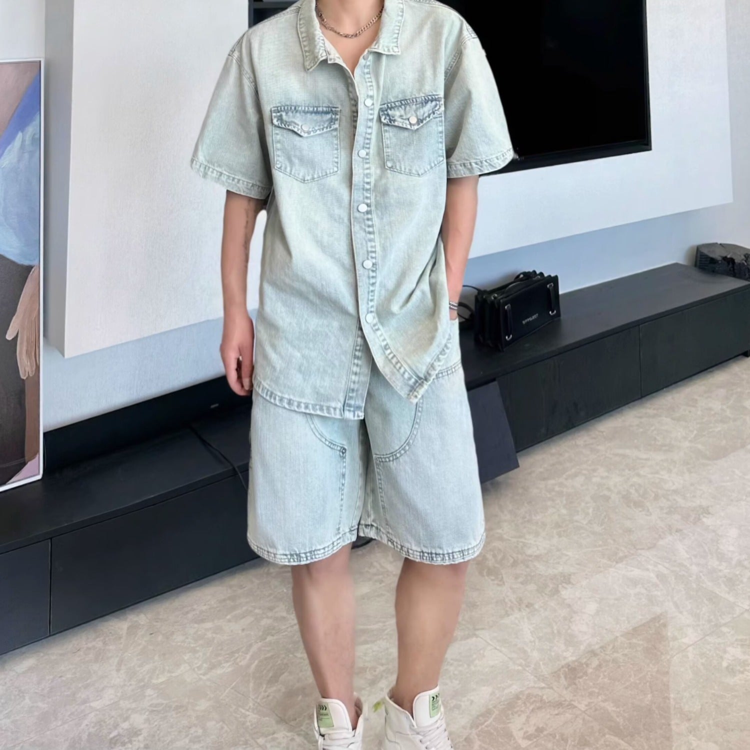 men denim suit