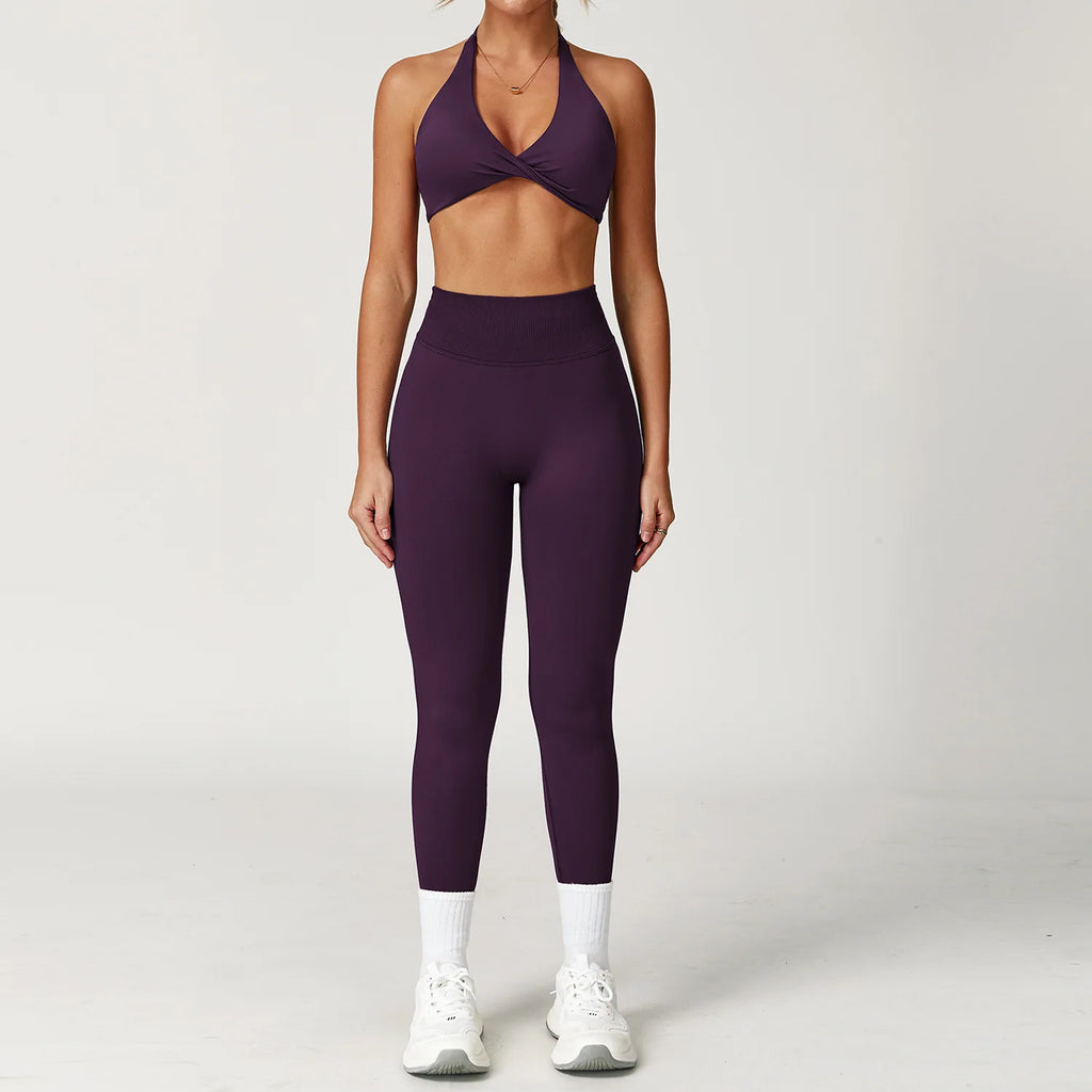 Seamless Yoga Set Gym Clothes 2PCS Women Sportswear Yoga Suits Tracksuits Fitness Long Sleeved Jacket Sports Bra Gym Leggings