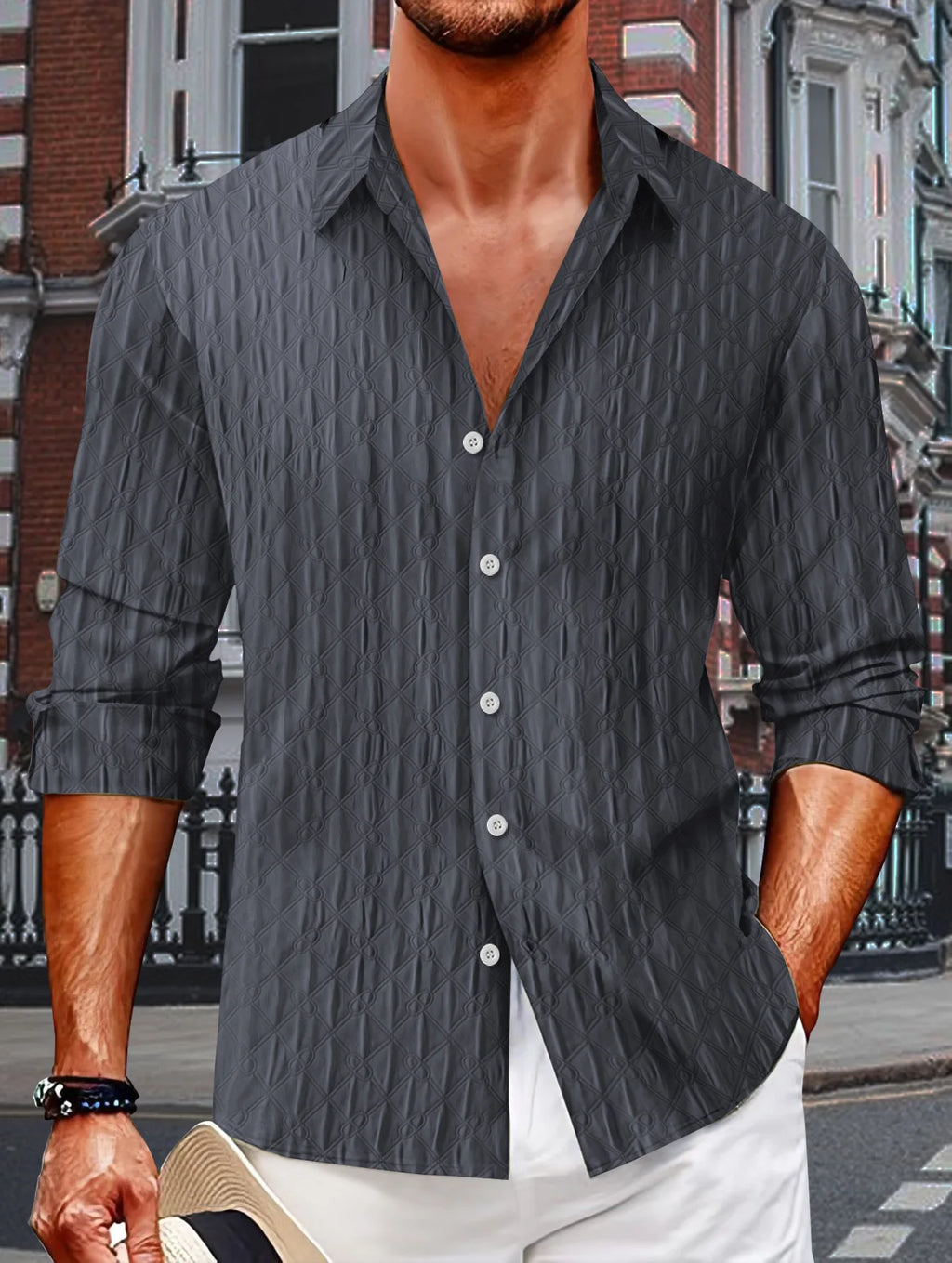 Fall men's British casual fashion shirt