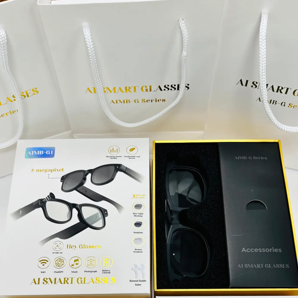 3in1 New Smart Sunglasses 5MP Recording Video AI Photo Recognition Answer Translation Bluetooth Glasses Music Replaceable Lenses