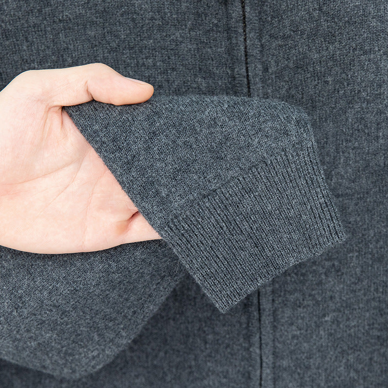 Wool Sweater with Zipper Knit Jacket for Men