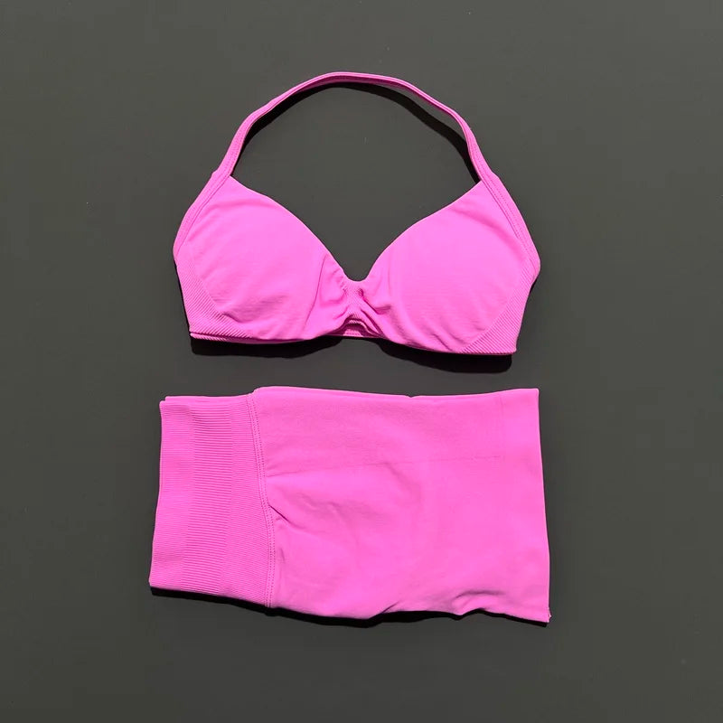 2 Piece Impact Yoga Set Sportswear Woman Gym Strappy Bra And Shorts Activewear Pilates Clothes Sports Workout Fitness Suit