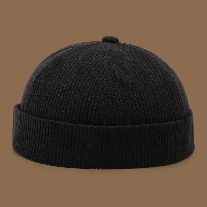 Autumn and winter corduroy brimless casual hat, personalized yuppie hat, men's and women's striped velvet melon skin hat