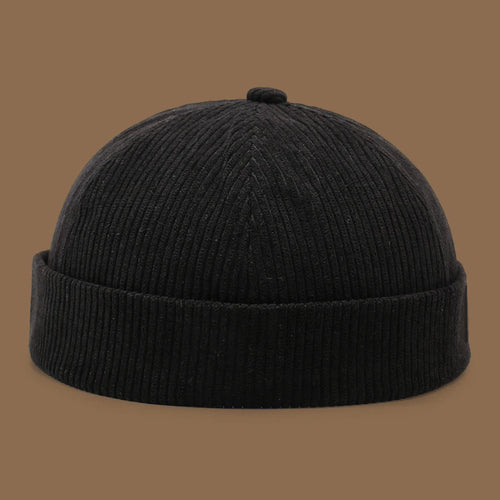 Autumn and winter corduroy brimless casual hat, personalized yuppie hat, men's and women's striped velvet melon skin hat