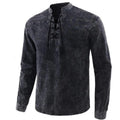 Mens Retro Stand Collar Long Sleeve Shirt