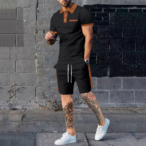 Men's casual suit short-sleeved waffle