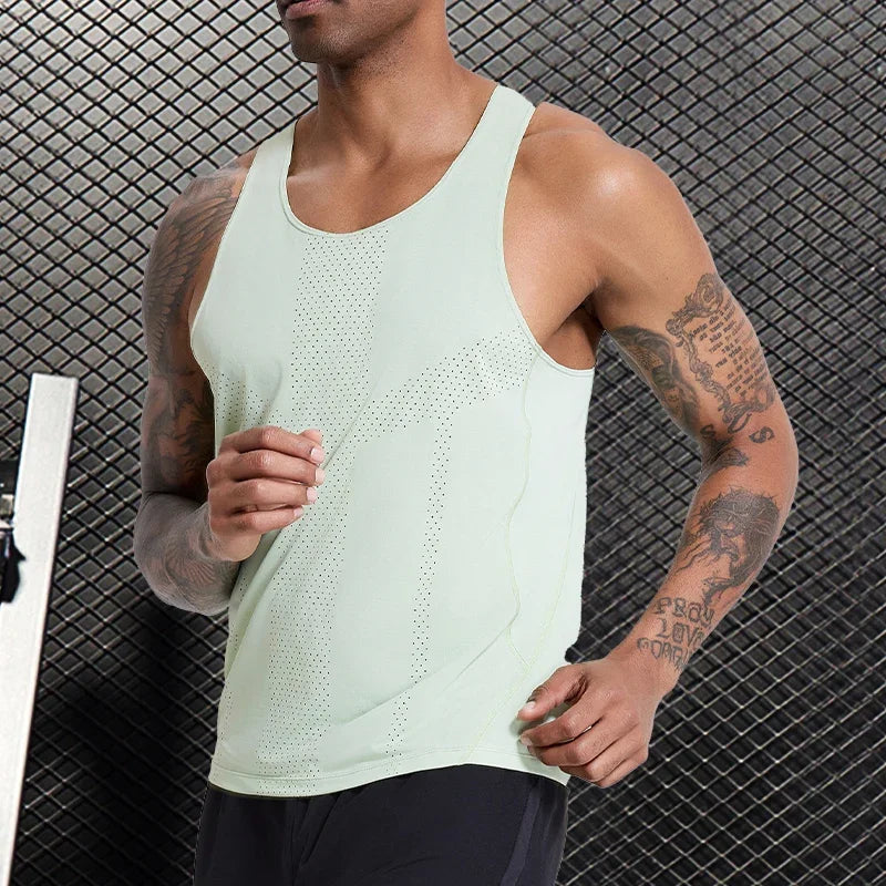 Men Leisure Sleeveless T-shirt Basketball Activewear Fitness Workout Sleeveless Tank Breathable and Quick-drying Running Top
