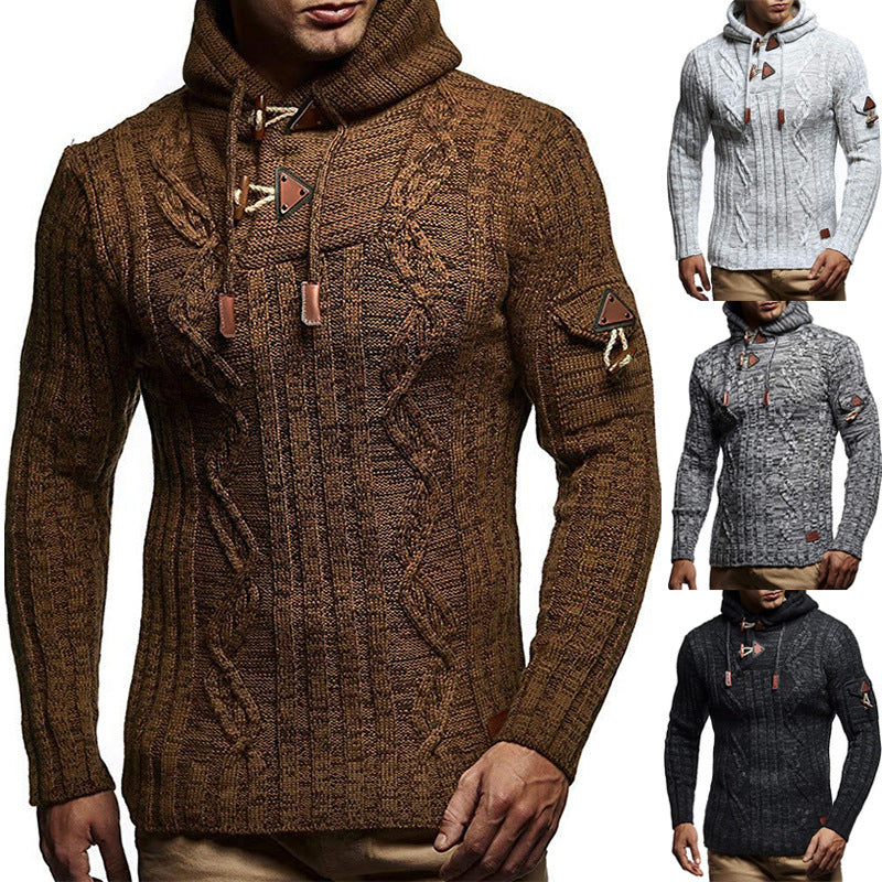 Fashionable Knit Pullover Sweater for Men with Hood