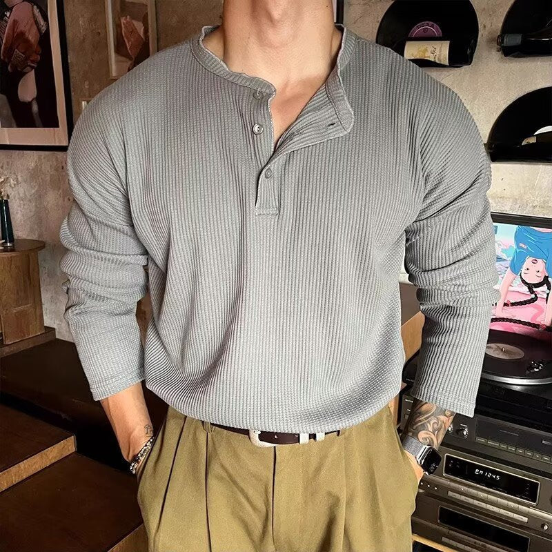 Henley Shirt Long Sleeve T-Shirt