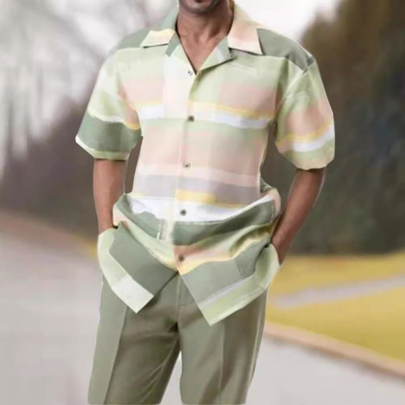 Spring and summer casual beach-style shirt set