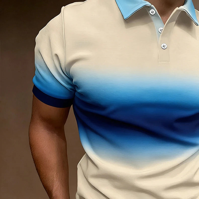 Simple Contrasting Color   Polo Shirt