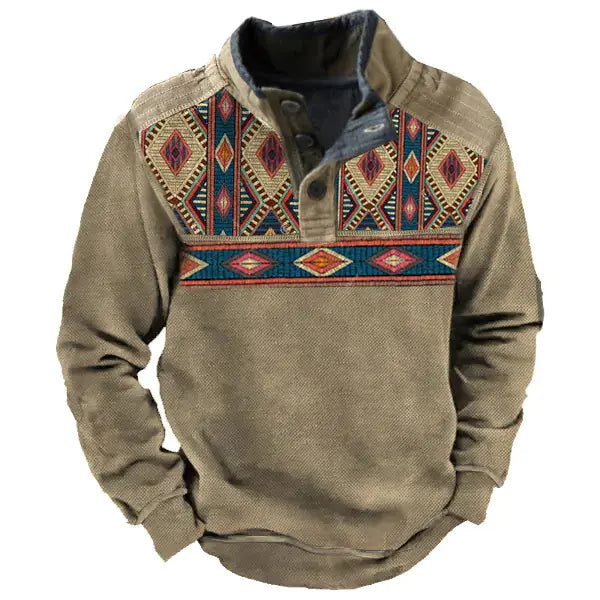 Vintage Print Long Sleeve Polo