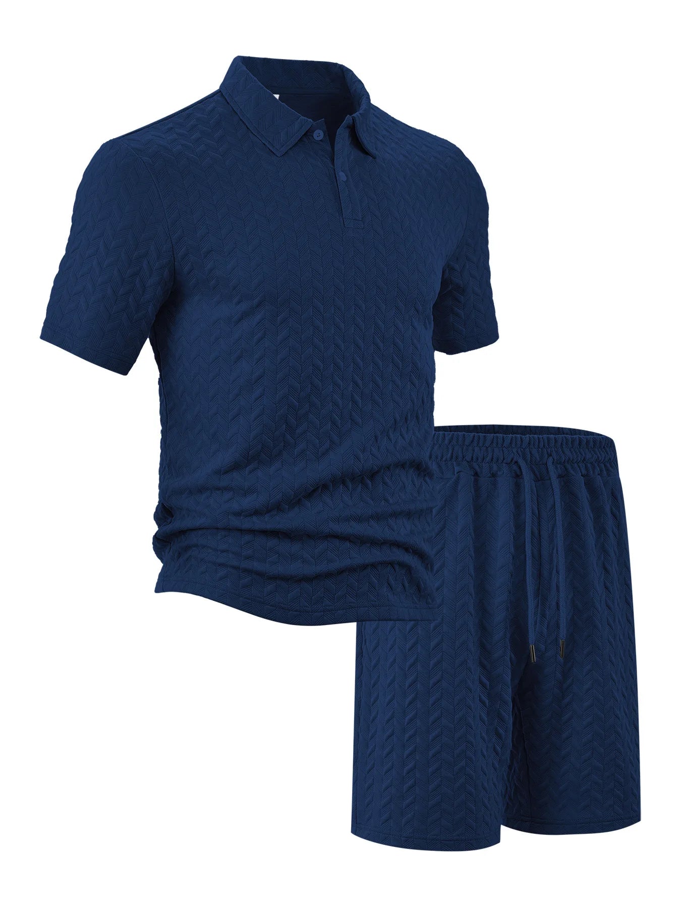 Men's new jacquard fabric summer short-sleeved and shorts set