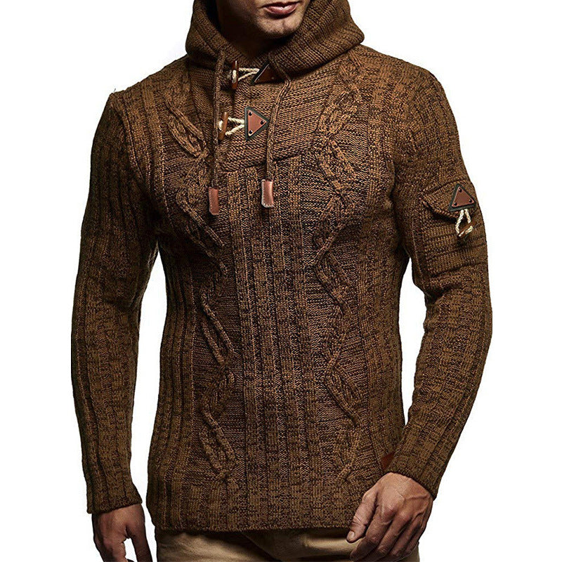 Fashionable Knit Pullover Sweater for Men with Hood