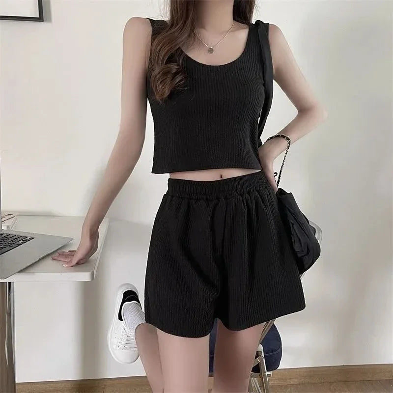 Tank Top Woman Shorts New in Matching Novelty Bottom Outfit Casual Stylish Full Light Features Kit Short Sets for Women 2 Pieces