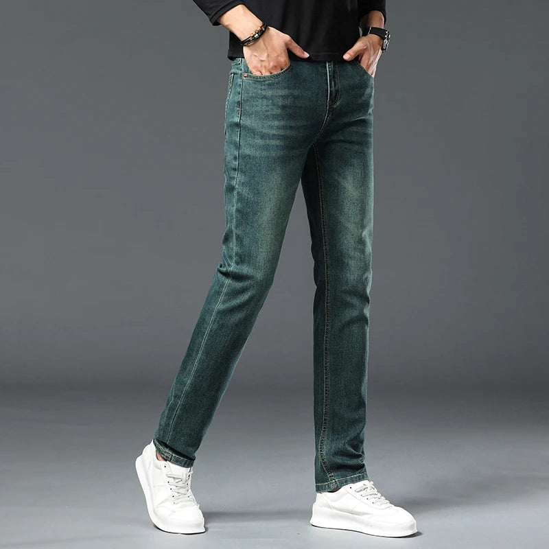 Straight Casual Pencil Straight Stretch Denim Trousers