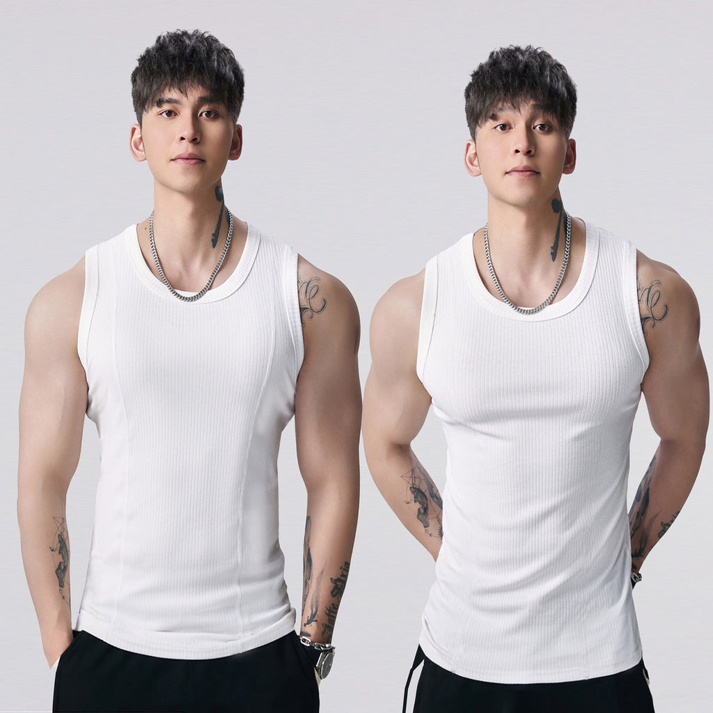 Heavy 310g sleeveless waistcoat men's vest big summer sports leisure fitness training T-shirt base