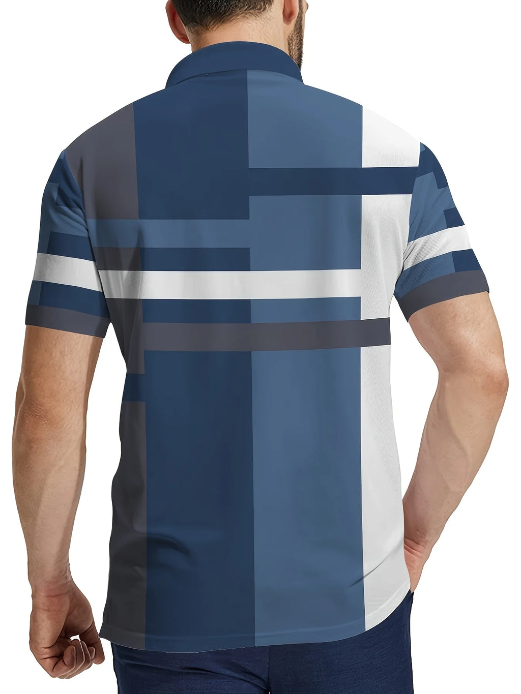 The new men's short-sleeved POLO shirt for summer 2025 features a casual and fashionable 3D striped pattern print