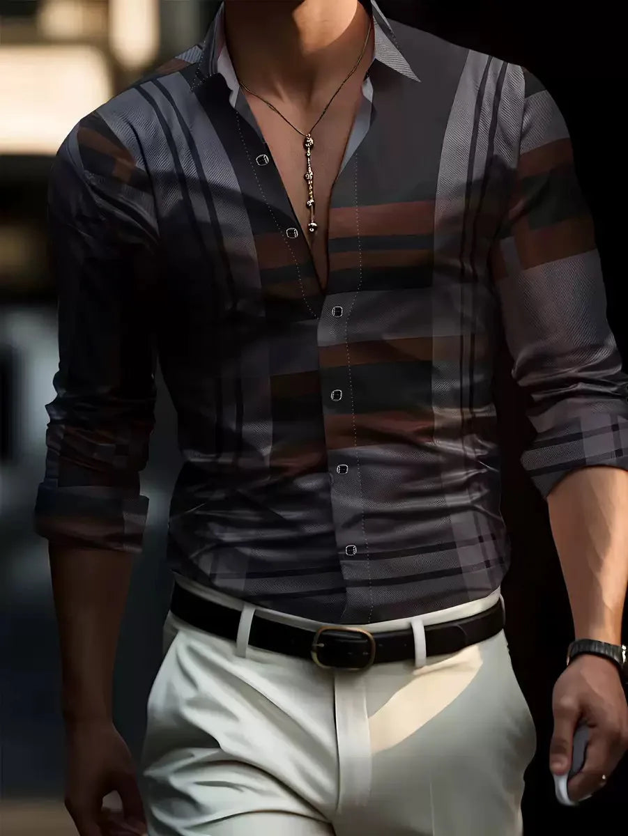 Check Print Long Sleeve Luxury Shirt