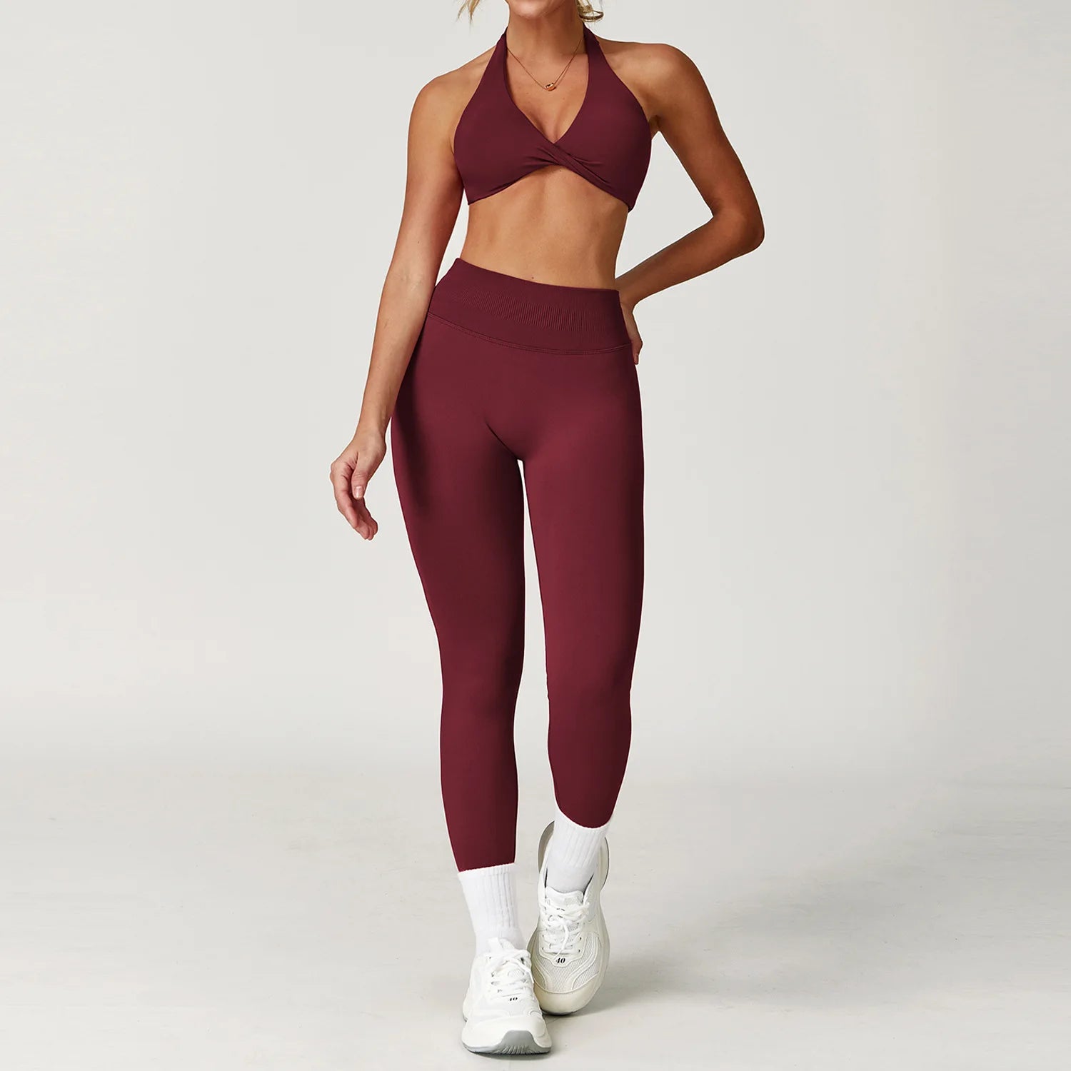 Seamless Yoga Set Gym Clothes 2PCS Women Sportswear Yoga Suits Tracksuits Fitness Long Sleeved Jacket Sports Bra Gym Leggings