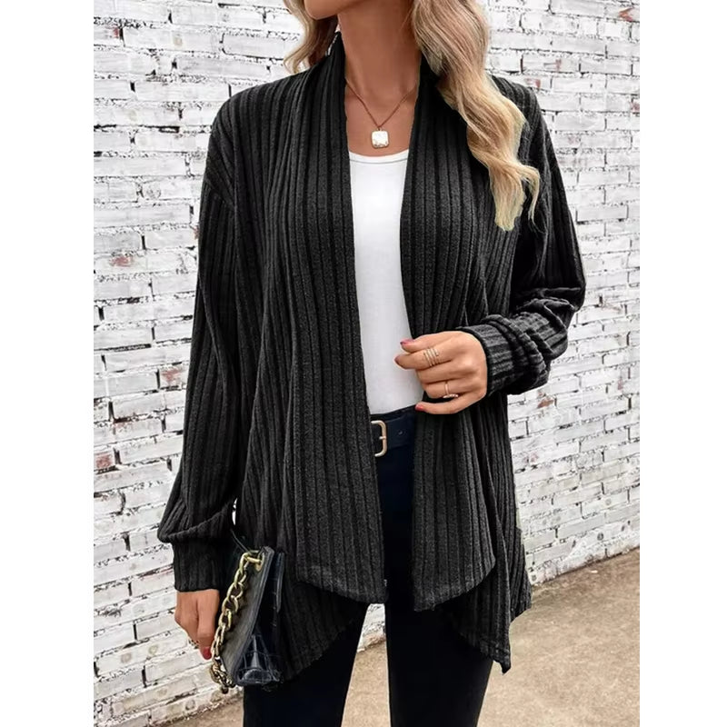 Women's   Elegant Ribbed Cardigan Jacket 