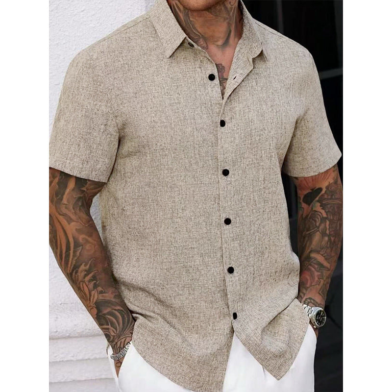 Mens Solid Color Short Sleeve Knitted Shirt