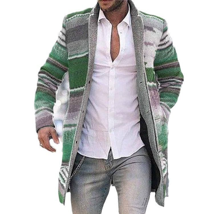 2023 Men's Fashion Long Printed Trench Coat