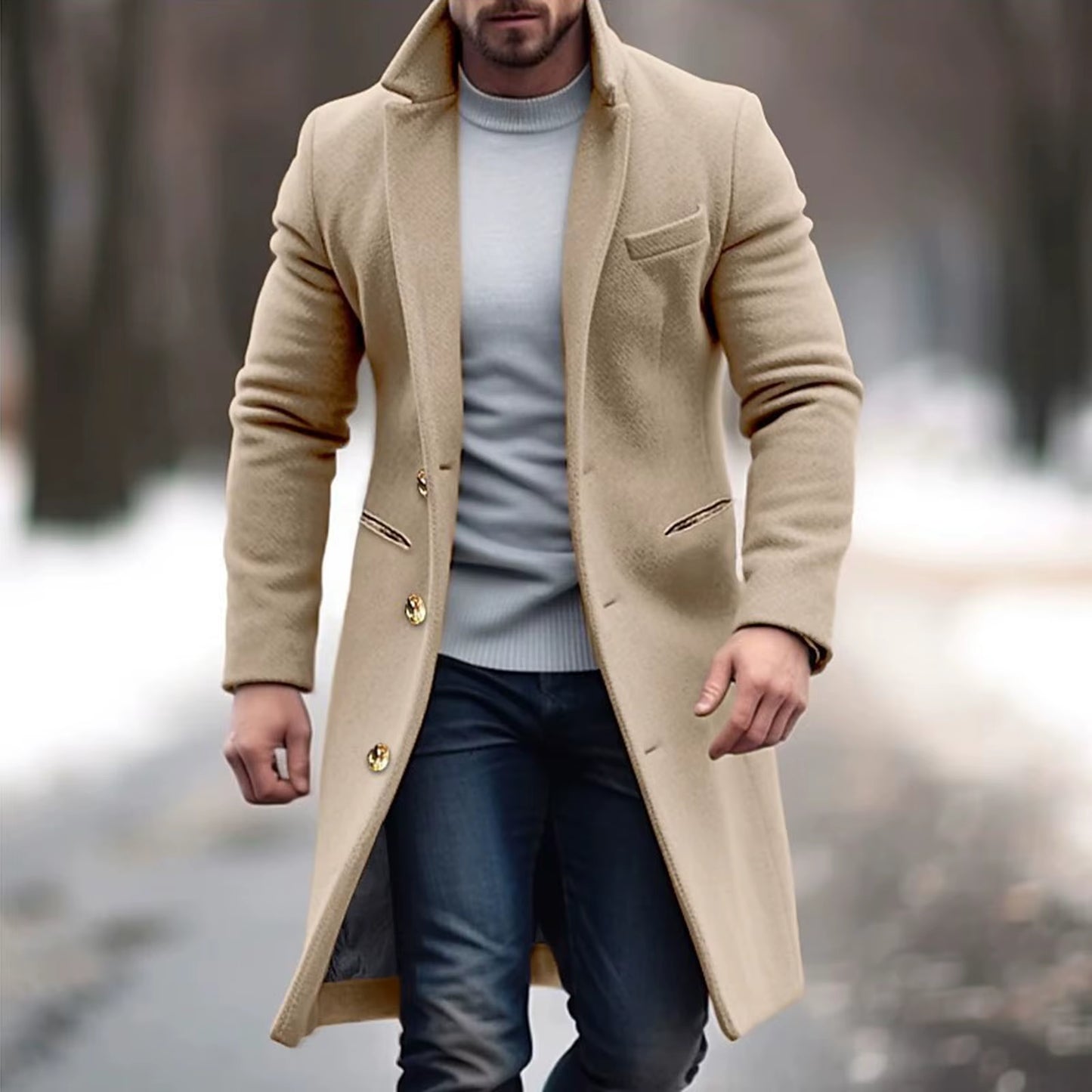  Handsome  Male Work Overcoat 