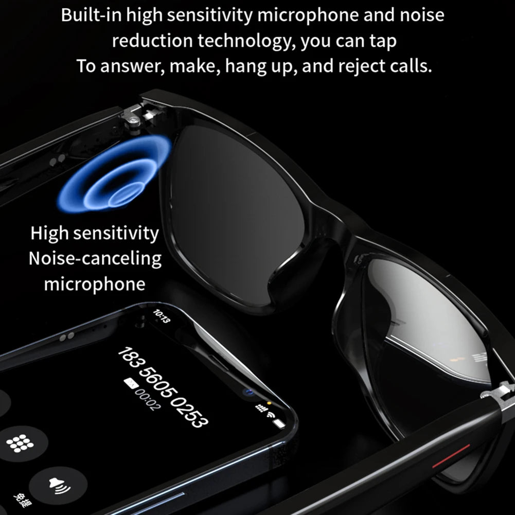 Smart Glasses AI Voice Assistant Bluetooth Glasses Camera Photo Phone Call Music Eyeglass Sport Sunglasses Audio Smart Glasses