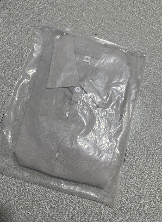 Solid-color cotton-linen shirt